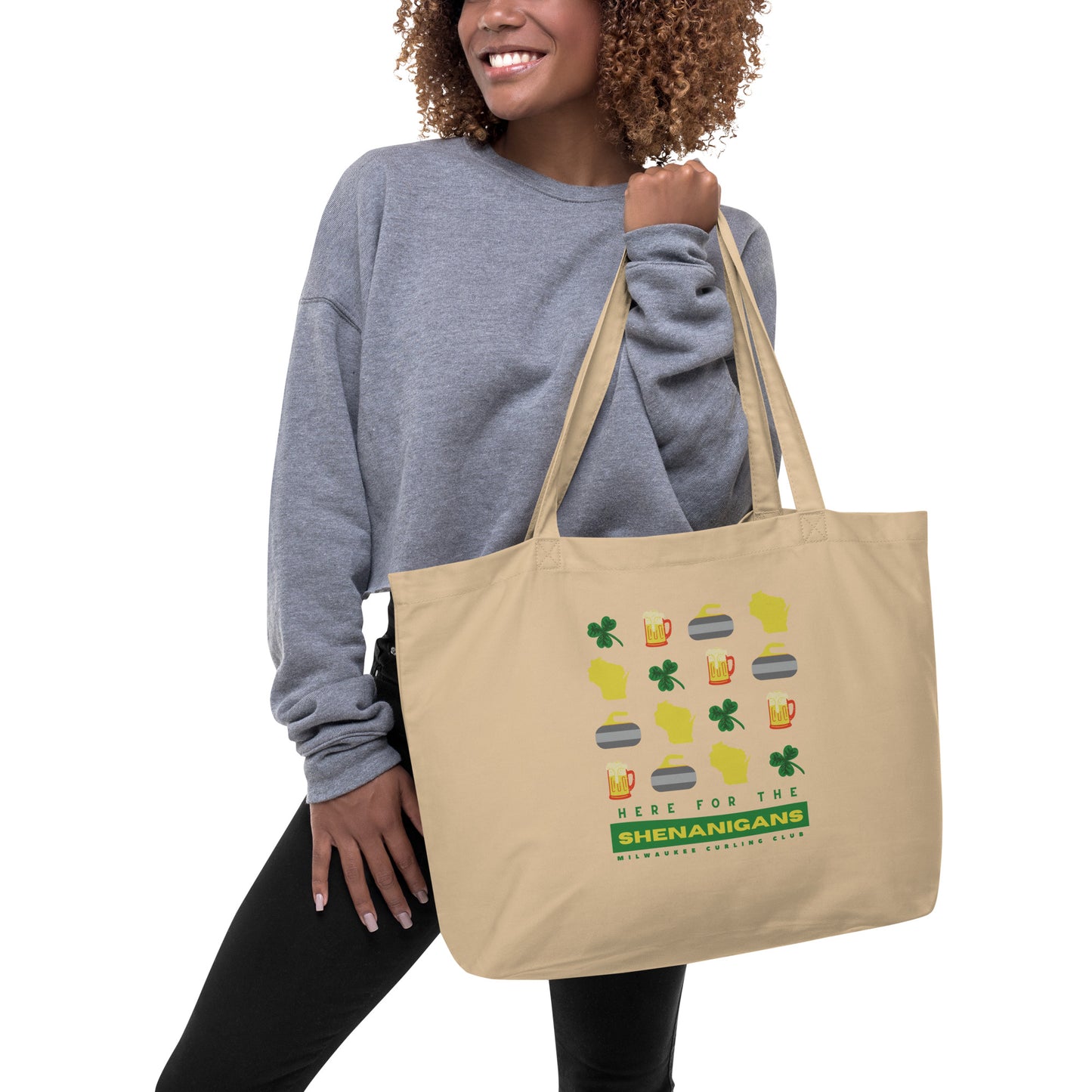 Here for the Shenanigans - Large organic cotton tote bag