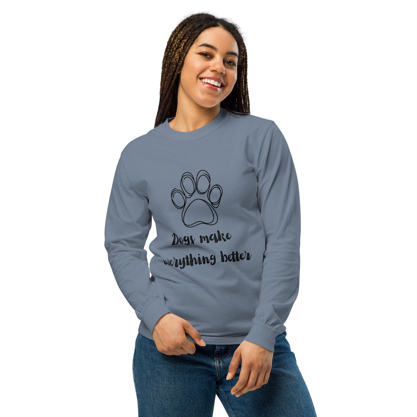 Dogs make everything better - Comfort Colors Unisex - Garment-dyed heavyweight long-sleeve shirt