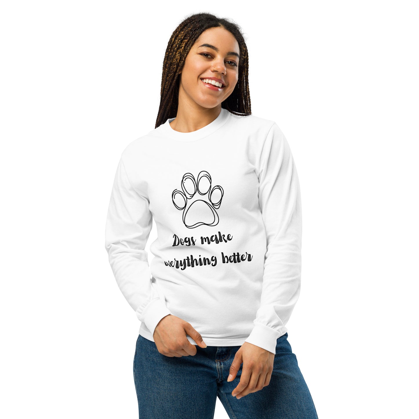 Dogs make everything better - Comfort Colors Unisex - Garment-dyed heavyweight long-sleeve shirt